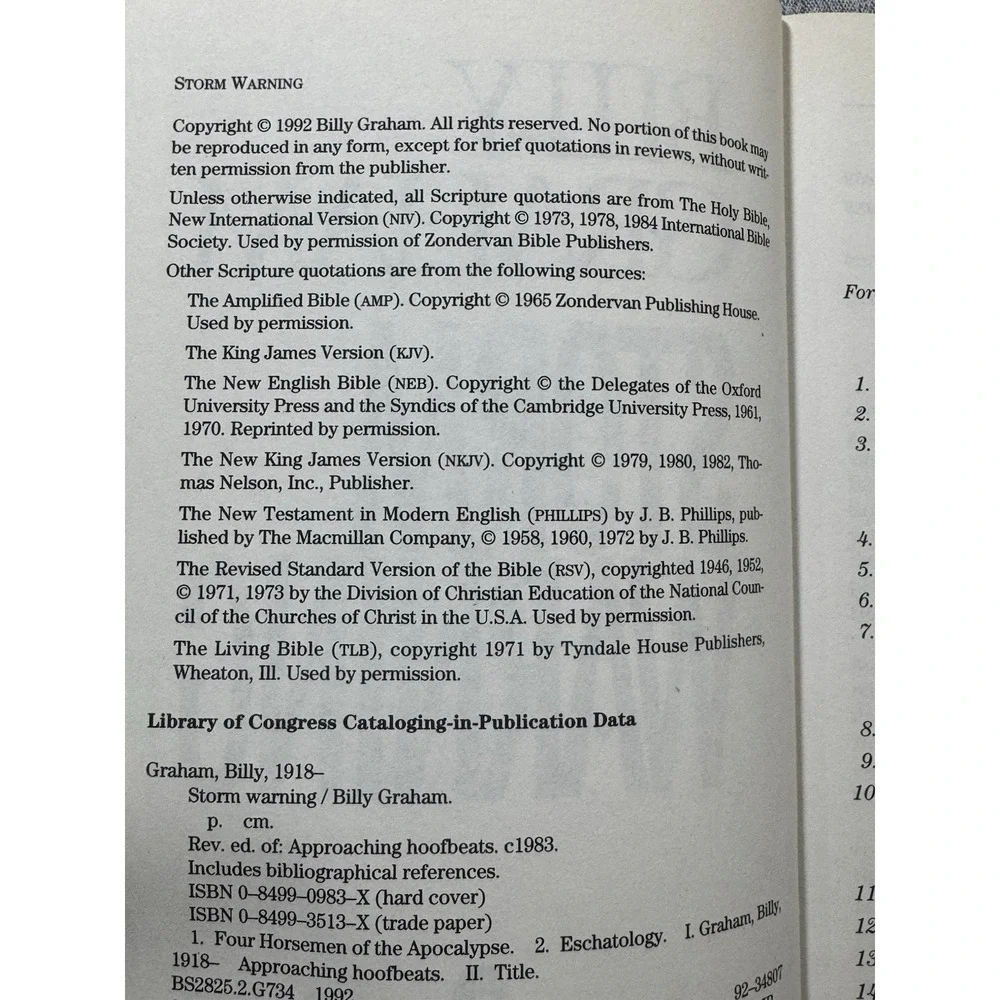 Storm Warning by Christian Evangelist Billy Graham What Does the Bible Say About